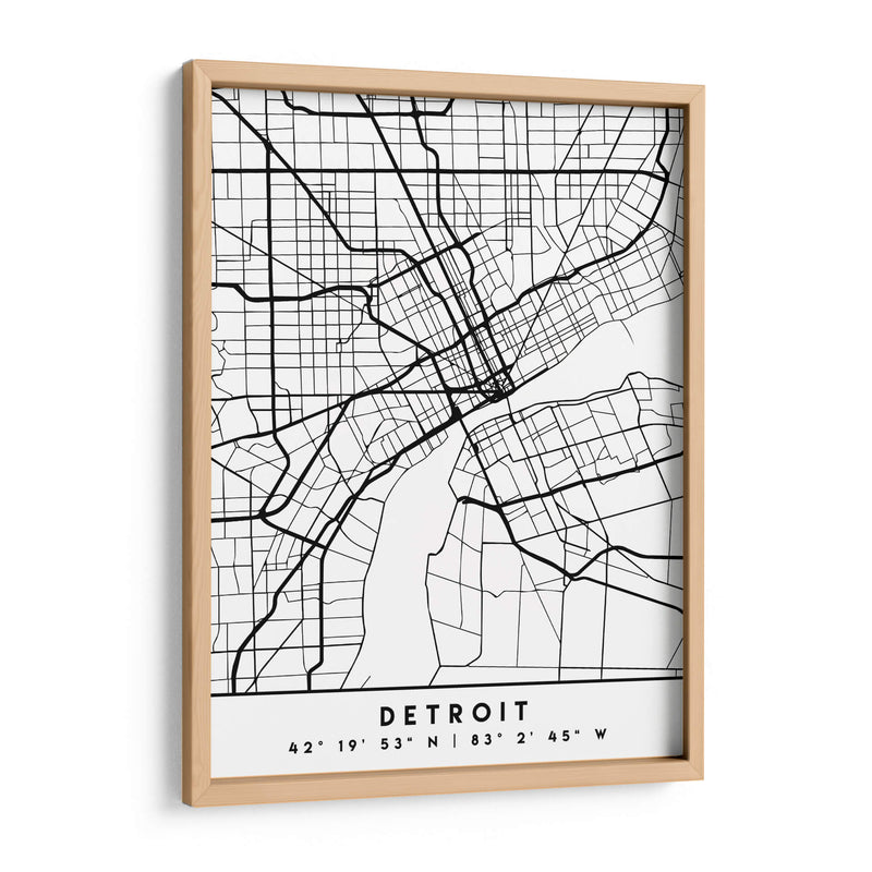 Detroit - Mapas negros 25 - Emiliano Deificus | Cuadro decorativo de Canvas Lab