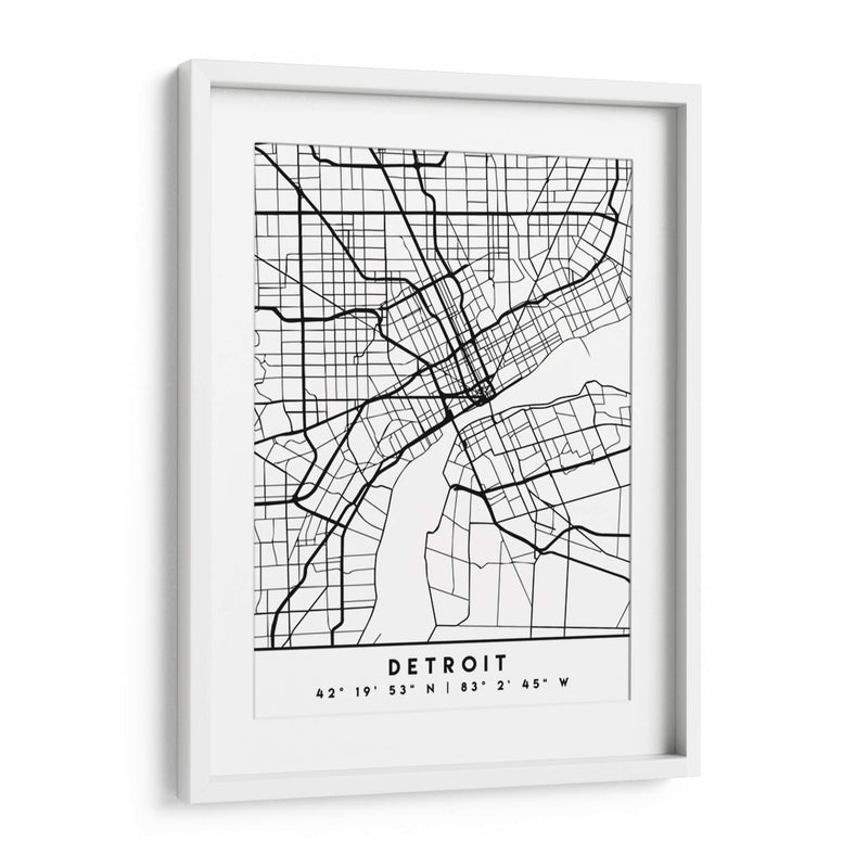Detroit - Mapas negros 25 - Emiliano Deificus | Cuadro decorativo de Canvas Lab