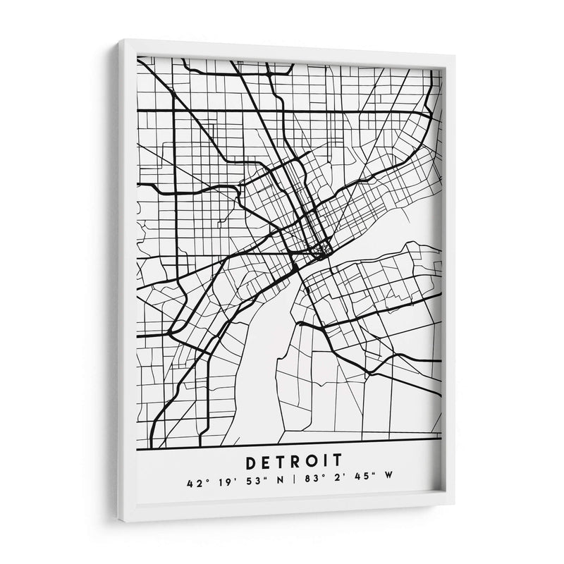Detroit - Mapas negros 25 - Emiliano Deificus | Cuadro decorativo de Canvas Lab