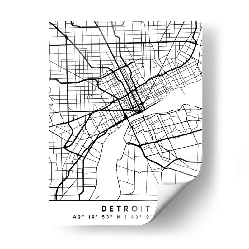 Detroit - Mapas negros 25 - Emiliano Deificus | Cuadro decorativo de Canvas Lab