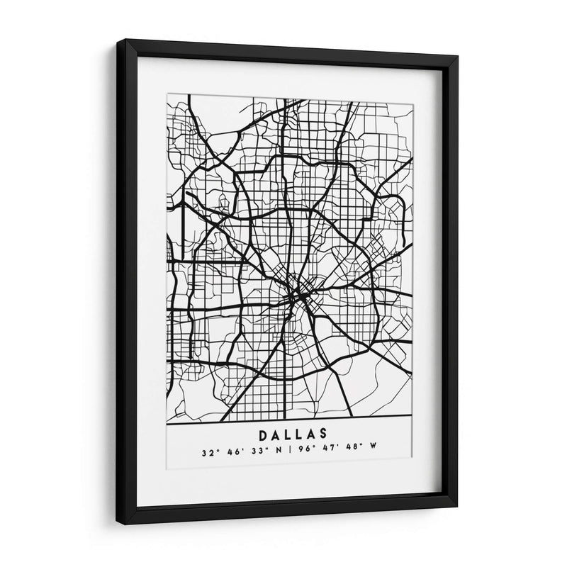 Dallas - Mapas negros 24 - Emiliano Deificus | Cuadro decorativo de Canvas Lab