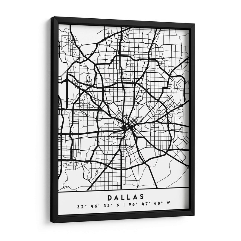 Dallas - Mapas negros 24 - Emiliano Deificus | Cuadro decorativo de Canvas Lab