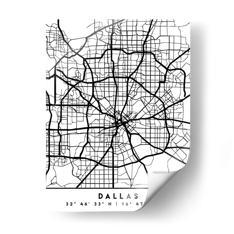 Dallas - Mapas negros 24 - Emiliano Deificus | Cuadro decorativo de Canvas Lab