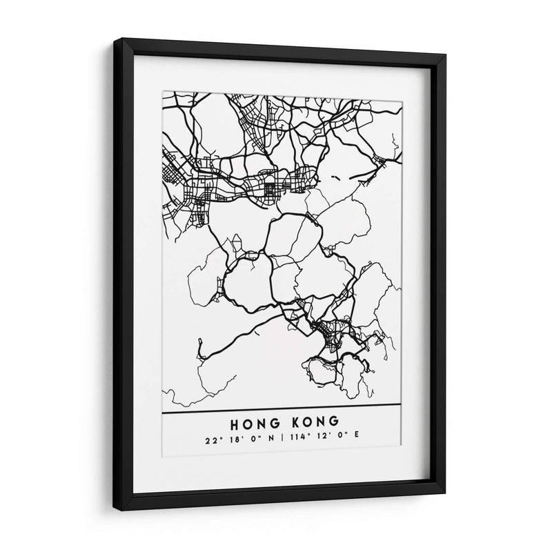 Hong Kong - Mapas negros 32 - Emiliano Deificus | Cuadro decorativo de Canvas Lab