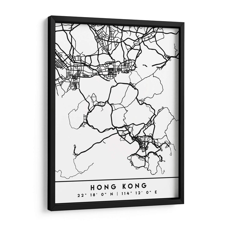 Hong Kong - Mapas negros 32 - Emiliano Deificus | Cuadro decorativo de Canvas Lab