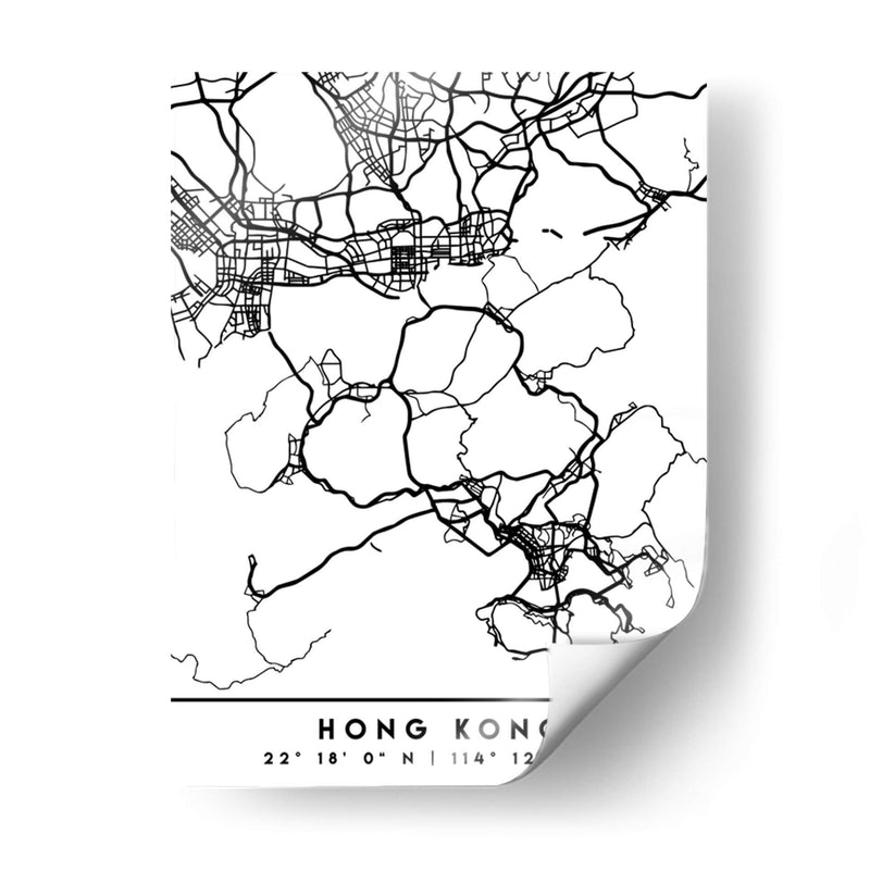 Hong Kong - Mapas negros 32 - Emiliano Deificus | Cuadro decorativo de Canvas Lab