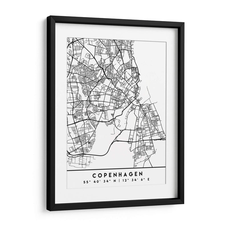 Copenhagen - Mapas negros 23 - Emiliano Deificus | Cuadro decorativo de Canvas Lab