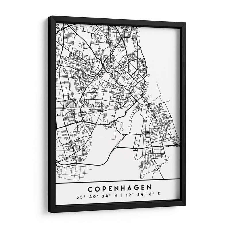 Copenhagen - Mapas negros 23 - Emiliano Deificus | Cuadro decorativo de Canvas Lab