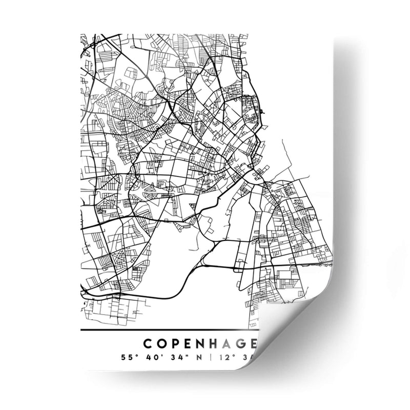 Copenhagen - Mapas negros 23 - Emiliano Deificus | Cuadro decorativo de Canvas Lab