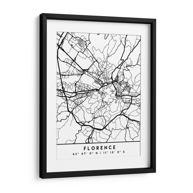 Florence - Mapas negros 30 - Emiliano Deificus | Cuadro decorativo de Canvas Lab
