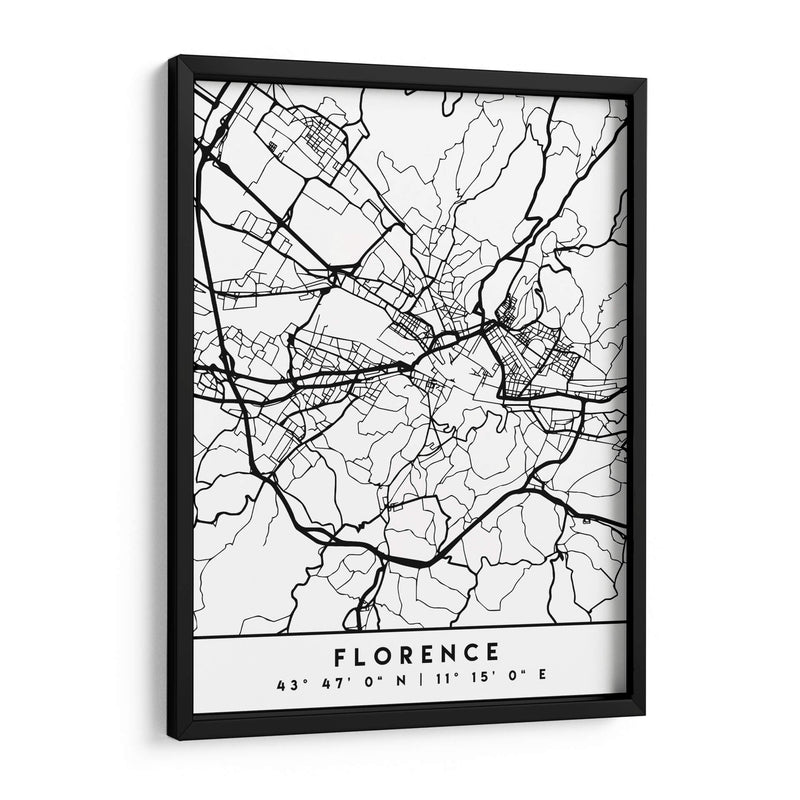 Florence - Mapas negros 30 - Emiliano Deificus | Cuadro decorativo de Canvas Lab