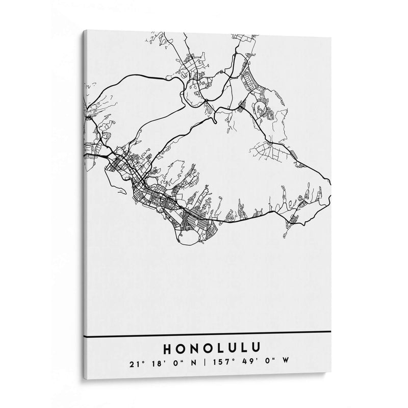 Honolulu - Mapas negros 33 - Emiliano Deificus | Cuadro decorativo de Canvas Lab