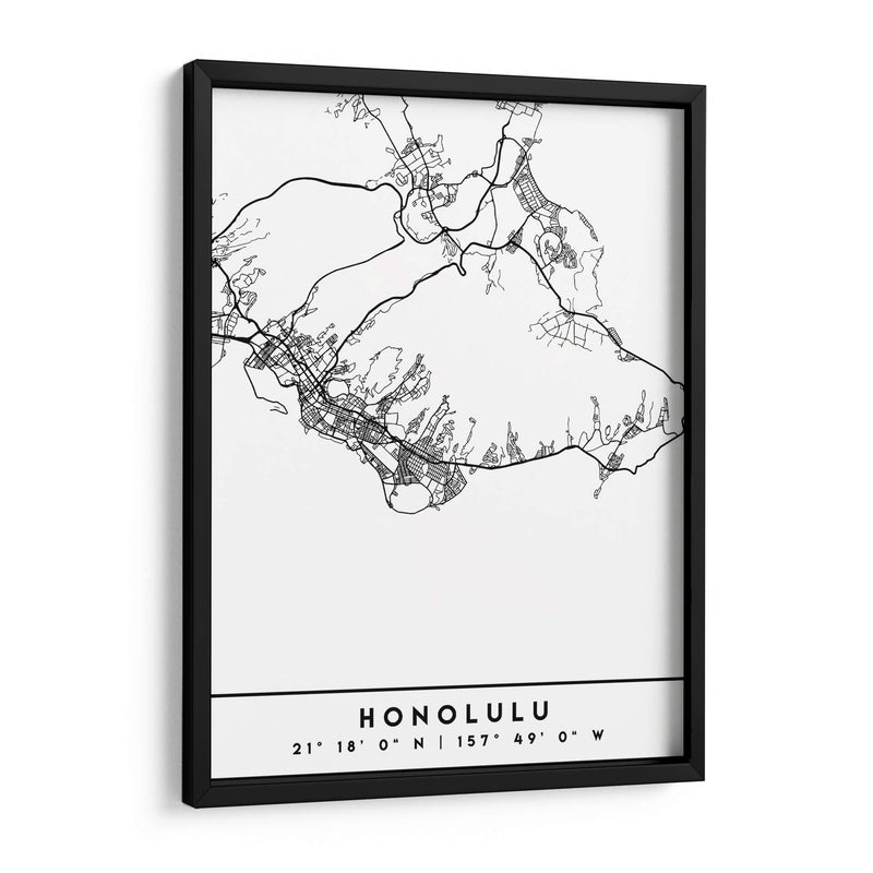 Honolulu - Mapas negros 33 - Emiliano Deificus | Cuadro decorativo de Canvas Lab