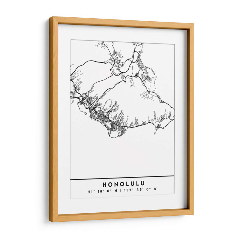 Honolulu - Mapas negros 33 - Emiliano Deificus | Cuadro decorativo de Canvas Lab