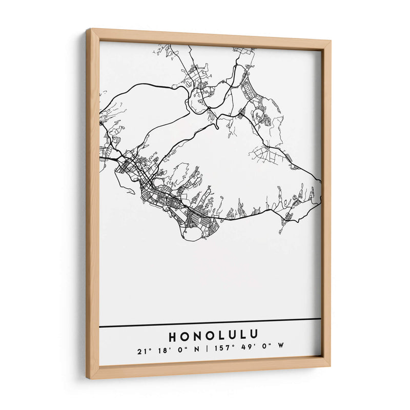 Honolulu - Mapas negros 33 - Emiliano Deificus | Cuadro decorativo de Canvas Lab