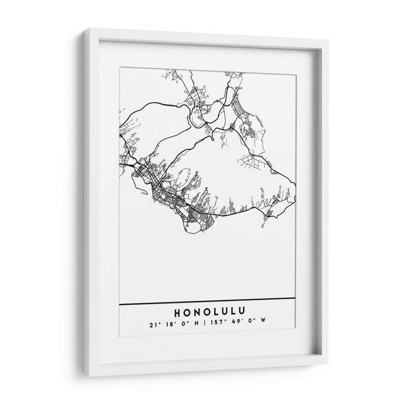 Honolulu - Mapas negros 33 - Emiliano Deificus | Cuadro decorativo de Canvas Lab