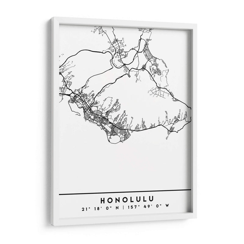 Honolulu - Mapas negros 33 - Emiliano Deificus | Cuadro decorativo de Canvas Lab