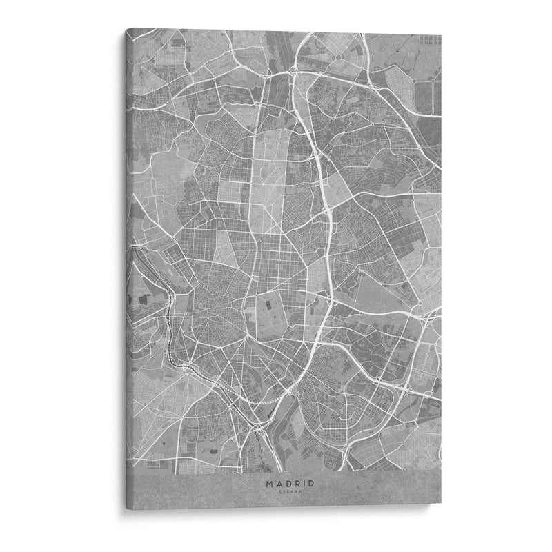 Mapa de Madrid (España) en estilo vintage gris - Rosana Laiz Blursbyai | Cuadro decorativo de Canvas Lab