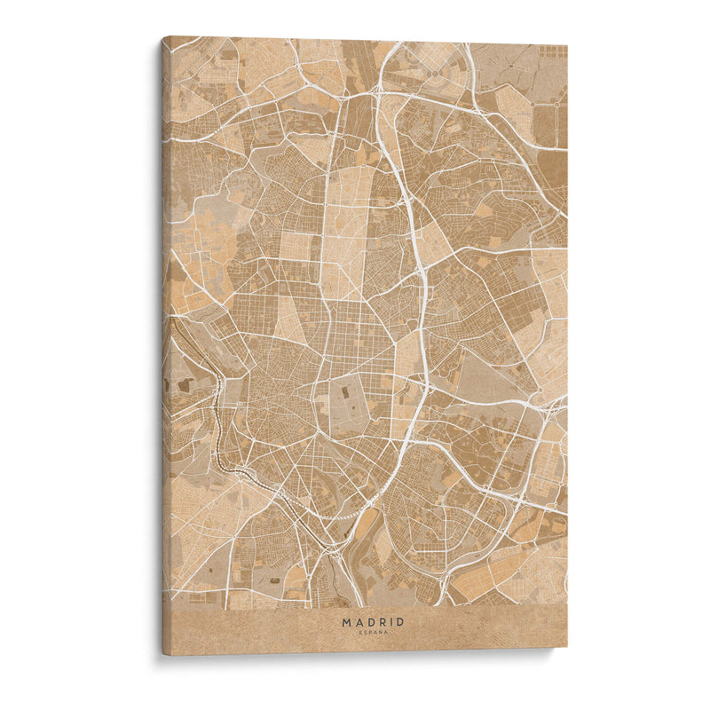 Mapa de Madrid (España) en estilo vintage sepia - Rosana Laiz Blursbyai | Cuadro decorativo de Canvas Lab