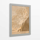 Mapa de Barcelona (España) en estilo vintage sepia - Rosana Laiz Blursbyai | Cuadro decorativo de Canvas Lab