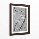 Mapa vintage gris del centro de Lyon, Francia - Rosana Laiz Blursbyai | Cuadro decorativo de Canvas Lab