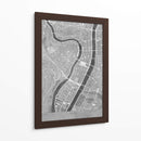 Mapa vintage gris del centro de Lyon, Francia - Rosana Laiz Blursbyai | Cuadro decorativo de Canvas Lab