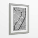 Mapa vintage gris del centro de Lyon, Francia - Rosana Laiz Blursbyai | Cuadro decorativo de Canvas Lab