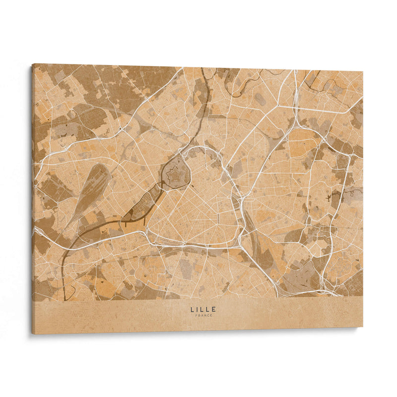 Mapa vintage sepia de Lille Francia - Rosana Laiz Blursbyai | Cuadro decorativo de Canvas Lab