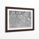 Mapa vintage gris del centro de Grenoble Francia - Rosana Laiz Blursbyai | Cuadro decorativo de Canvas Lab