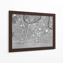 Mapa vintage gris del centro de Grenoble Francia - Rosana Laiz Blursbyai | Cuadro decorativo de Canvas Lab