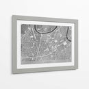Mapa vintage gris del centro de Grenoble Francia - Rosana Laiz Blursbyai | Cuadro decorativo de Canvas Lab
