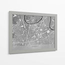 Mapa vintage gris del centro de Grenoble Francia - Rosana Laiz Blursbyai | Cuadro decorativo de Canvas Lab