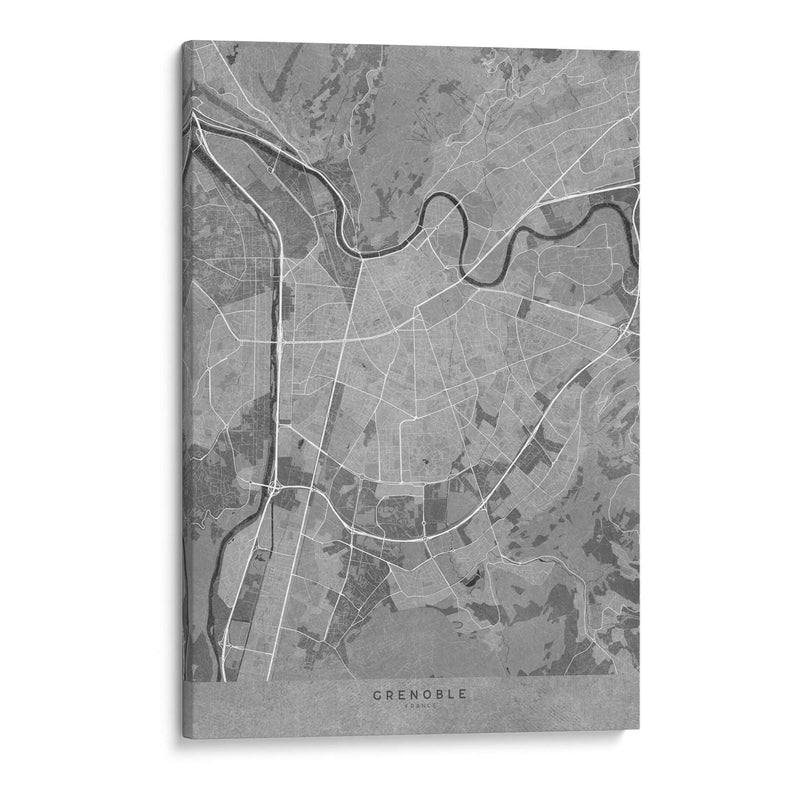 Mapa vintage gris de Grenoble Francia - Rosana Laiz Blursbyai | Cuadro decorativo de Canvas Lab