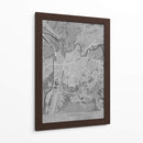 Mapa vintage gris de Grenoble Francia - Rosana Laiz Blursbyai | Cuadro decorativo de Canvas Lab