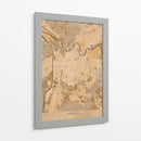 Mapa vintage sepia de Grenoble Francia - Rosana Laiz Blursbyai | Cuadro decorativo de Canvas Lab