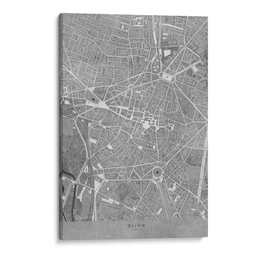 Mapa vintage gris del centro de Dijon, Francia - Rosana Laiz Blursbyai | Cuadro decorativo de Canvas Lab