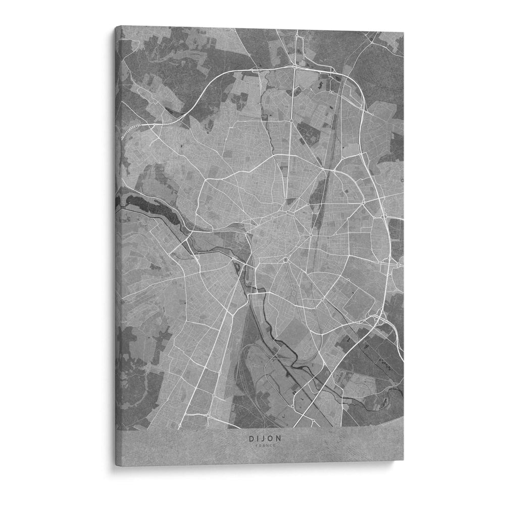 Mapa vintage gris de Dijon Francia - Rosana Laiz Blursbyai | Cuadro decorativo de Canvas Lab