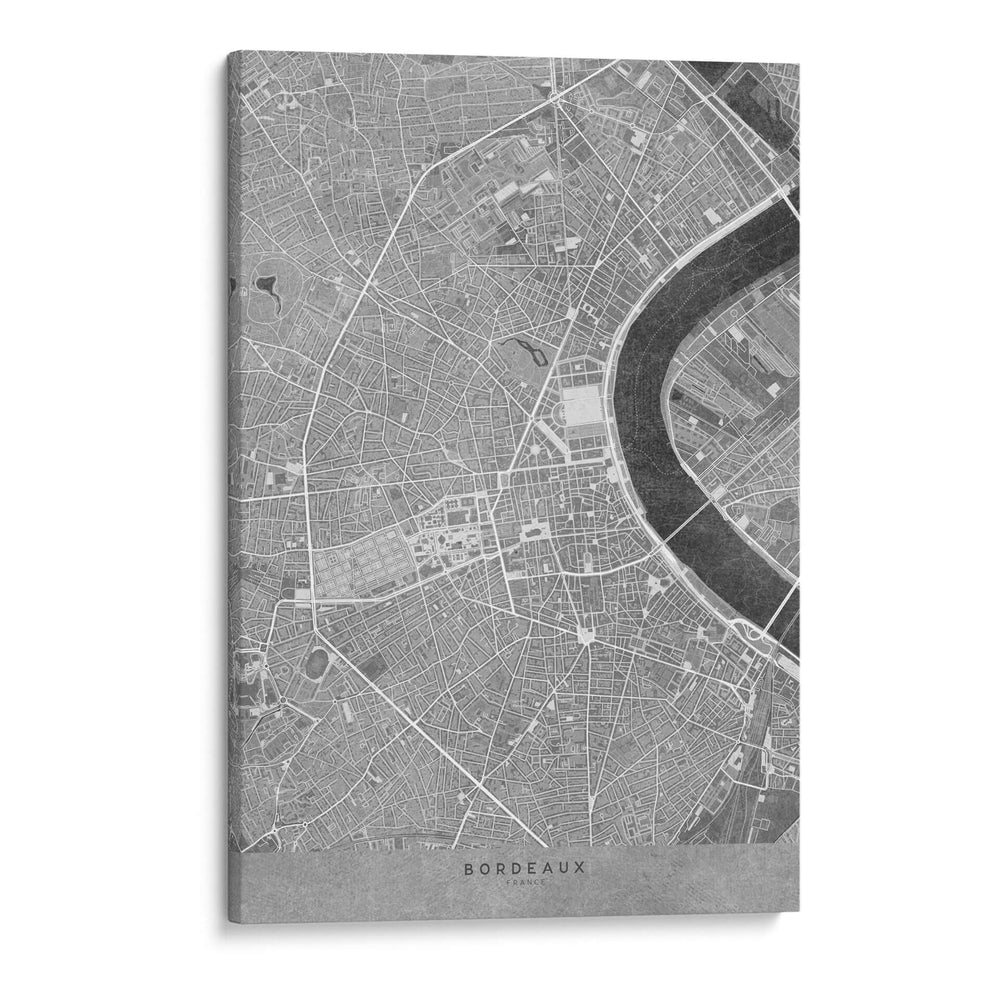 Mapa vintage gris del centro de Bordeaux, Francia - Rosana Laiz Blursbyai | Cuadro decorativo de Canvas Lab