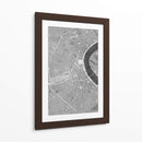 Mapa vintage gris del centro de Bordeaux, Francia - Rosana Laiz Blursbyai | Cuadro decorativo de Canvas Lab