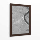 Mapa vintage gris del centro de Bordeaux, Francia - Rosana Laiz Blursbyai | Cuadro decorativo de Canvas Lab