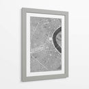 Mapa vintage gris del centro de Bordeaux, Francia - Rosana Laiz Blursbyai | Cuadro decorativo de Canvas Lab