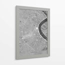 Mapa vintage gris del centro de Bordeaux, Francia - Rosana Laiz Blursbyai | Cuadro decorativo de Canvas Lab