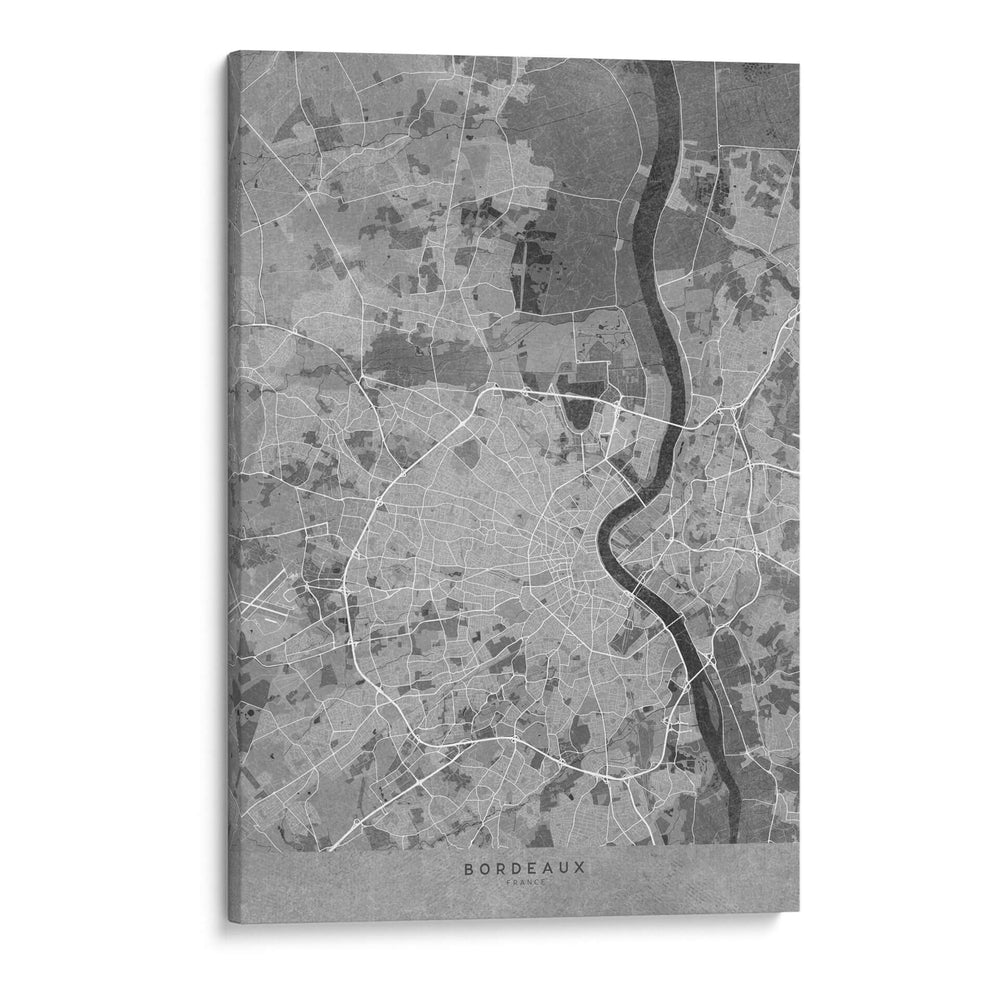Mapa vintage gris de Bordeaux Francia - Rosana Laiz Blursbyai | Cuadro decorativo de Canvas Lab
