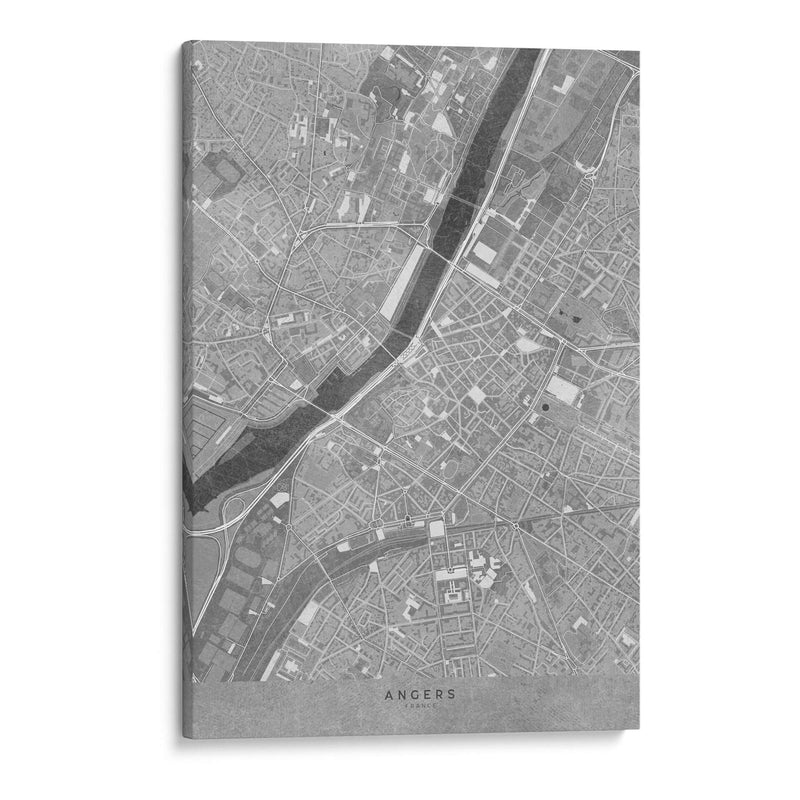 Mapa vintage gris del centro de Angers, Francia - Rosana Laiz Blursbyai | Cuadro decorativo de Canvas Lab