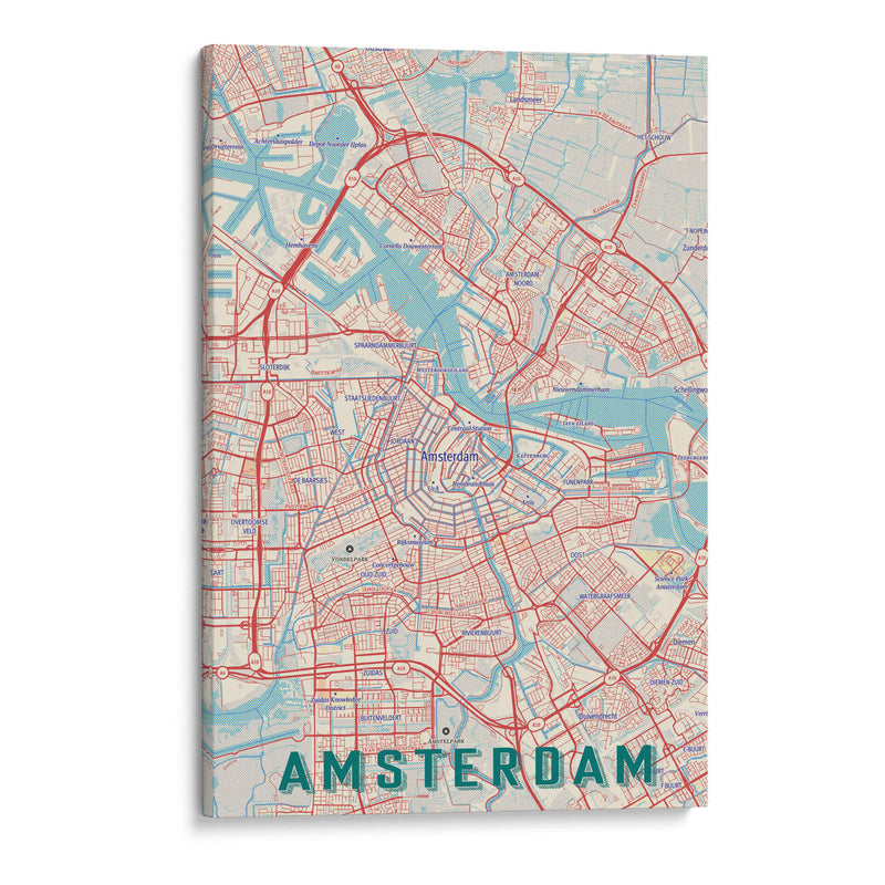 Mapa Retro Ámsterdam - jay stanley | Cuadro decorativo de Canvas Lab
