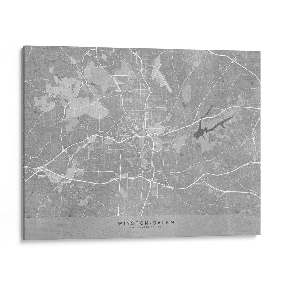 Mapa de Winston Salem (NC USA) en estilo vintage gris - Rosana Laiz Blursbyai | Cuadro decorativo de Canvas Lab