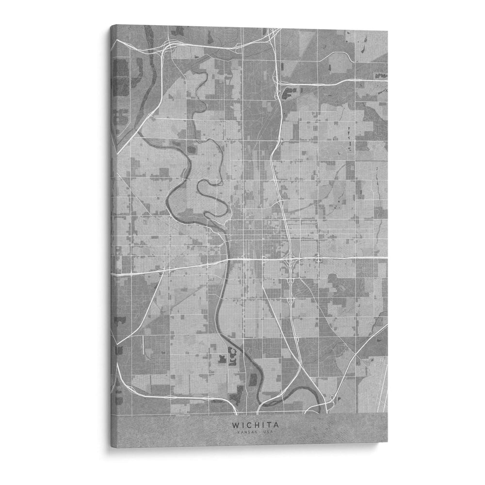 Mapa de Wichita (Kansas USA) en estilo vintage gris - Rosana Laiz Blursbyai | Cuadro decorativo de Canvas Lab
