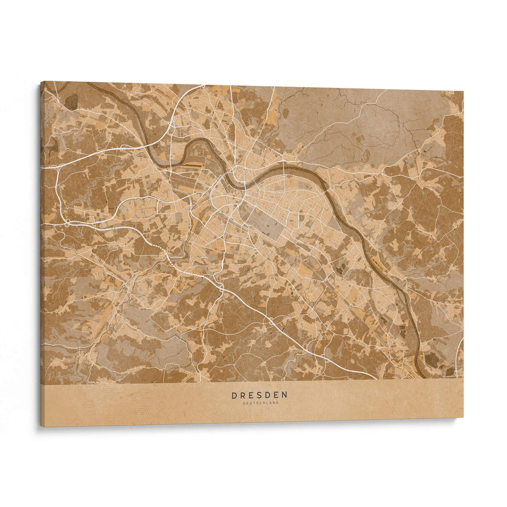 Mapa vintage sepia de Dresden Alemania - Rosana Laiz Blursbyai | Cuadro decorativo de Canvas Lab