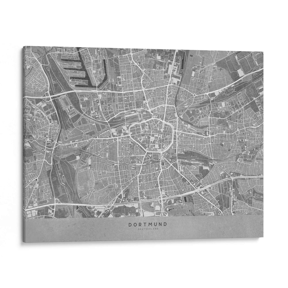 Mapa vintage gris de Dortmund Alemania - Rosana Laiz Blursbyai | Cuadro decorativo de Canvas Lab