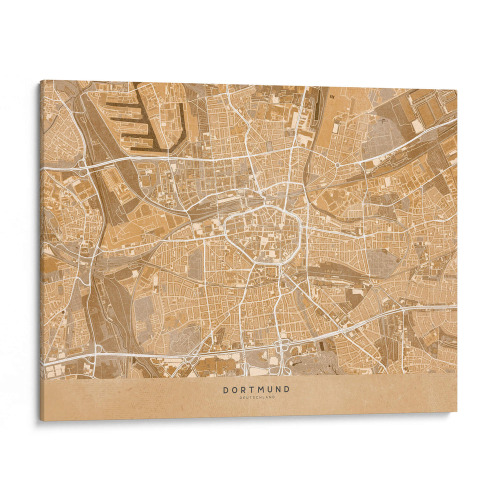Mapa vintage sepia de Dortmund Alemania - Rosana Laiz Blursbyai | Cuadro decorativo de Canvas Lab